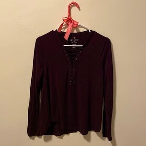 American Eagle Lace Up T Shirt